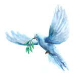 Watercolor,Raster,Illustration,Of,Peace,Dove,Holding,Olive,Branch.,Illustration